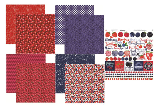 Reminisce Berry Sweet Scrapbook Papers and Stickers Set