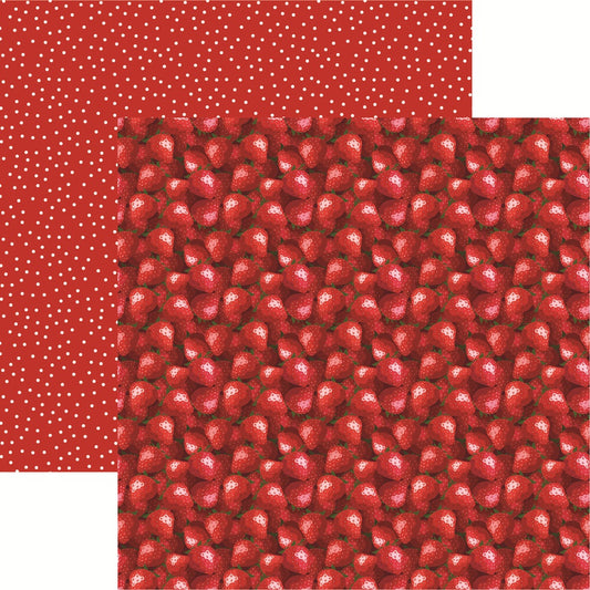 Reminisce Berry Sweet Strawberries Scrapbook paper