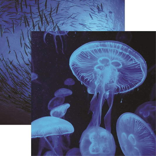 Reminisce Blue Mood Jellyfish Scrapbook paper