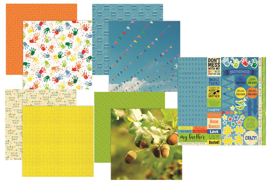 Reminisce Brothers Scrapbook Papers and Stickers Set