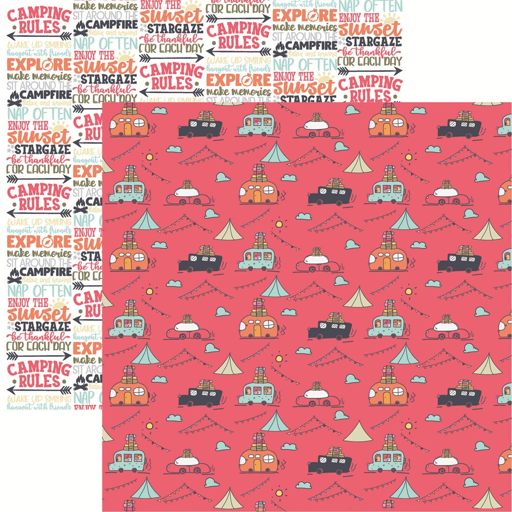 Reminisce Camping Life - Happy Camper Scrapbook Paper