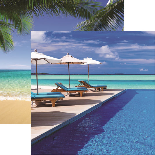 Reminisce Coastal Serenade Pool Day Scrapbook Paper