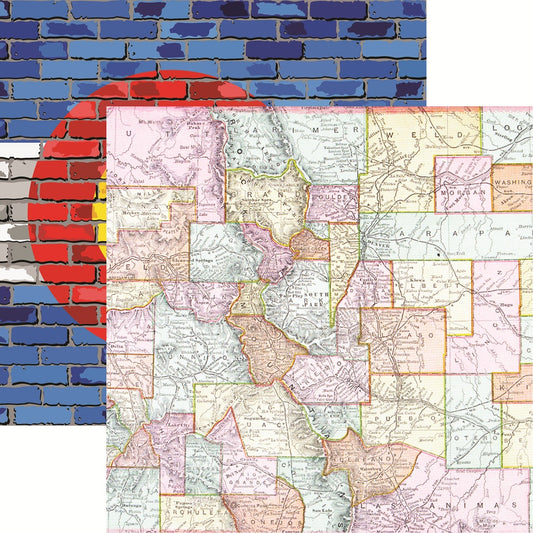 Reminisce Colorado - Colorado Map Scrapbook Paper
