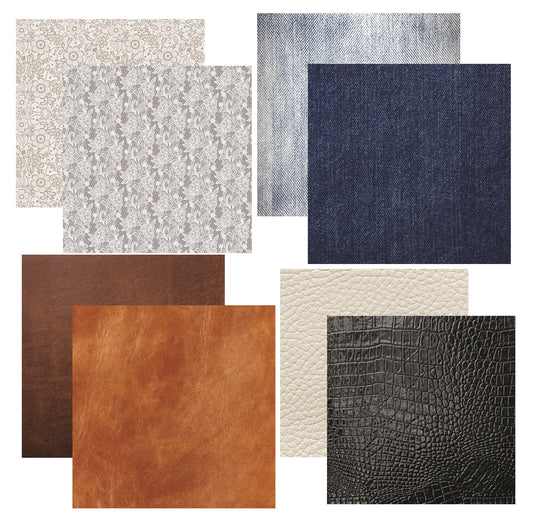 Reminisce Denim Leather and Lace Scrapbook paper Assortment Set