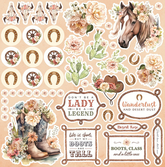 Reminisce Desert Rose Cowgirl Stickers