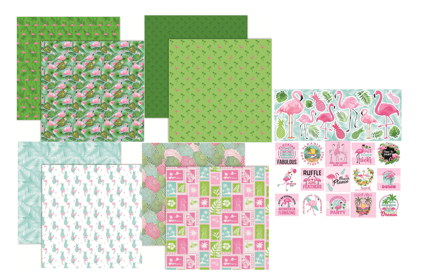 Reminisce Flamingo Beach Scrapbook Papers and Stickers Set
