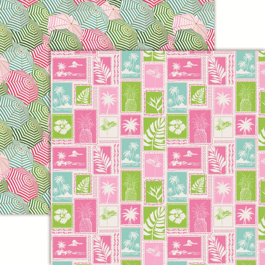 Tropical Tides Flamingo Beach Scrapbook Paper by Reminisce