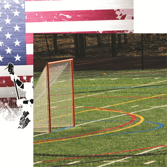 Reminisce Game Day Lacrosse Goal Scrapbook Paper