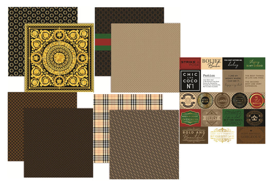Reminisce High Society Scrapbook Papers and Stickers Set