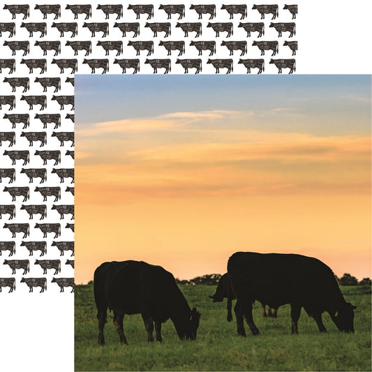 Reminisce Black Angus Holy Cow Scrapbook Paper
