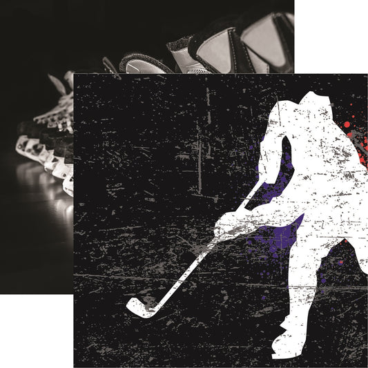 Reminisce Lets Play Hockey Attack Scrapbook Paper