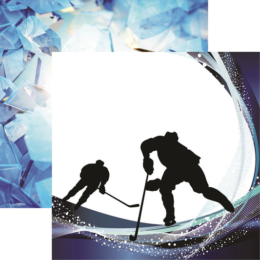 Reminisce Lets Play Hockey Break Away Scrapbook Paper