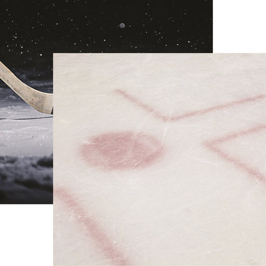 Reminisce Let's Play Hockey Face Off Scrapbook Paper