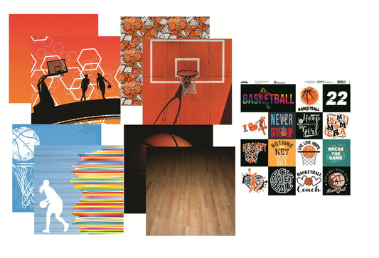 Reminisce Lets Play Womens Basketball Papers and Stickers Set