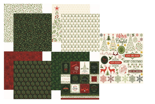 Merry and Bright - 12X12 Scrapbook Papers and Stickers Set