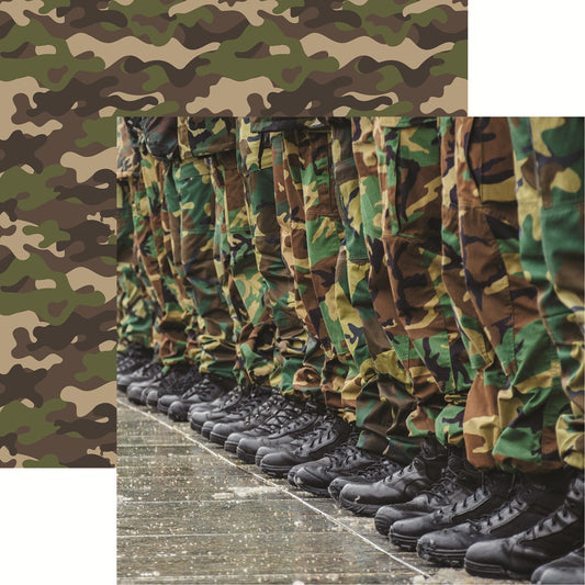 Reminisce Military Life At Attention Scrapbook Paper