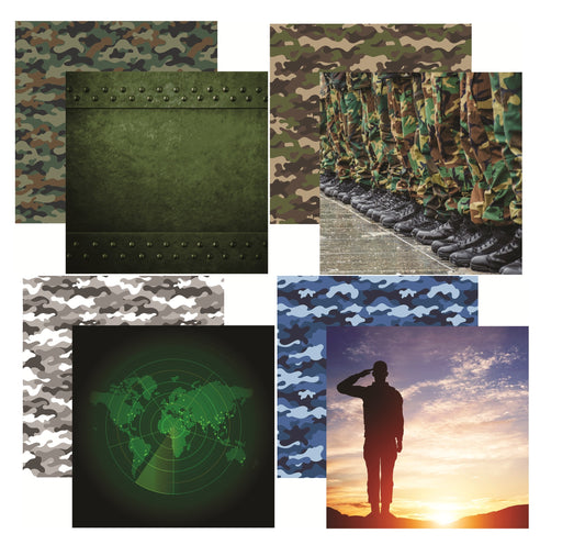 Military Life 12x12 Scrapbooking Paper Assortment Set - 4 Sheets