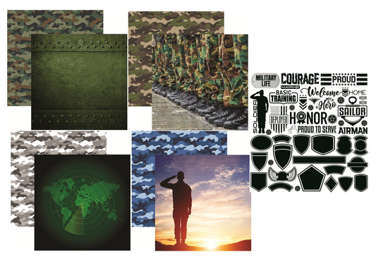 Reminisce Military Life Scrapbook Papers and Stickers Set
