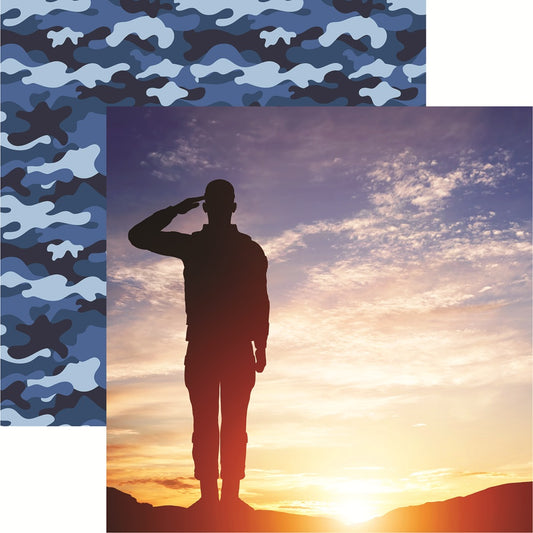 Reminisce Military Life Salute Scrapbook paper