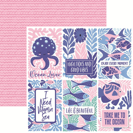 Ocean Market 12x12 Scrapbook Papers Assortment Set - 4 Sheets