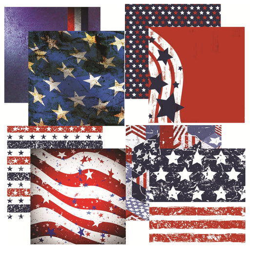 Reminisce Red White and Blue Scrapbook Paper Assortment Set
