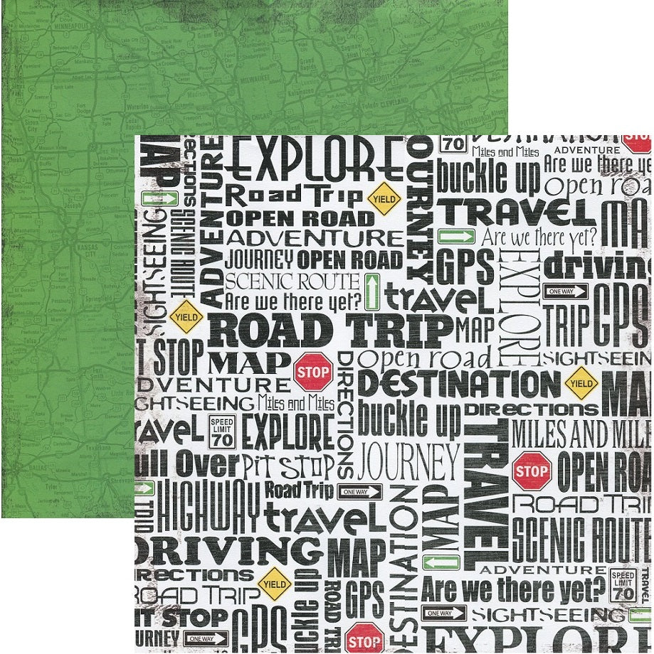 Open Road Road Trip Scrapbook paper by Reminisce
