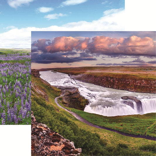 Scandinavia Gullfoss Waterfall, Iceland Scrapbook Paper by Reminisce