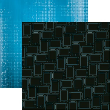 Reminisce Technology Overload Cell Phones Scrapbook paper