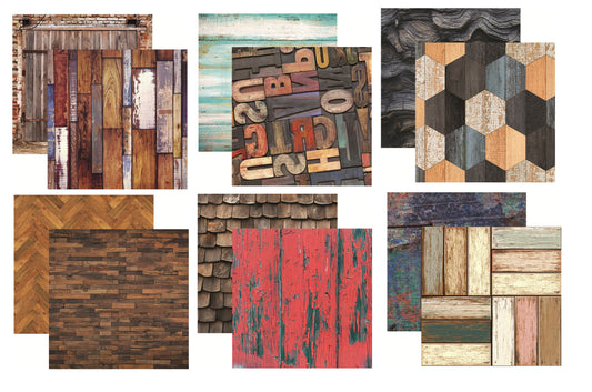 Reminisce Vintage Wood Scrapbook Paper Assortment Set