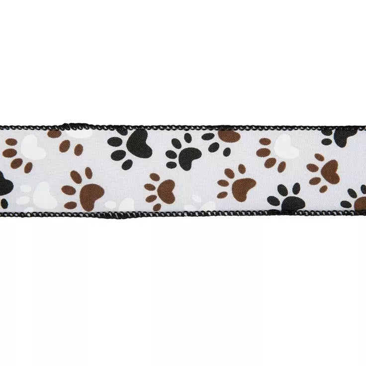 Wired Dog Paw Print Ribbon - 5 Yards