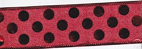 Glitter Metallic Red Polka Dot Wired Ribbon