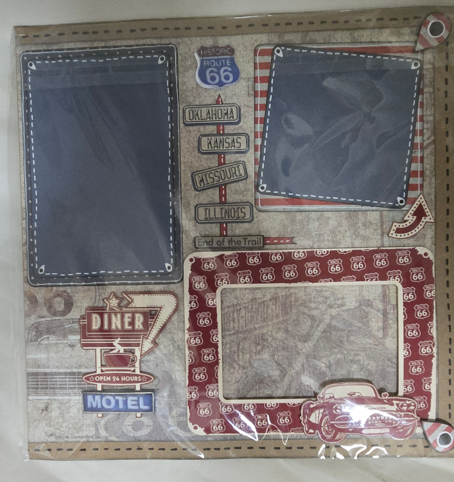 Route 66 12x12 Premade Scrapbook Layout - 2 Pages