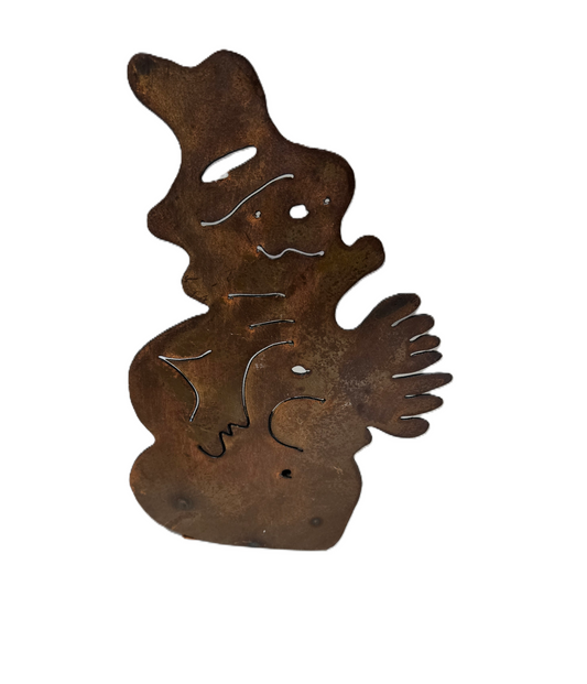 Rusty Metal Snowman Tin Candle Holder