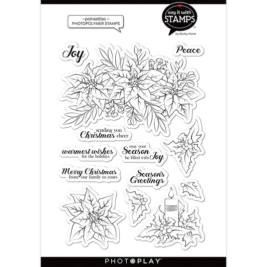 Poinsettias Photopolymer Clear Stamp Set by Photo Play