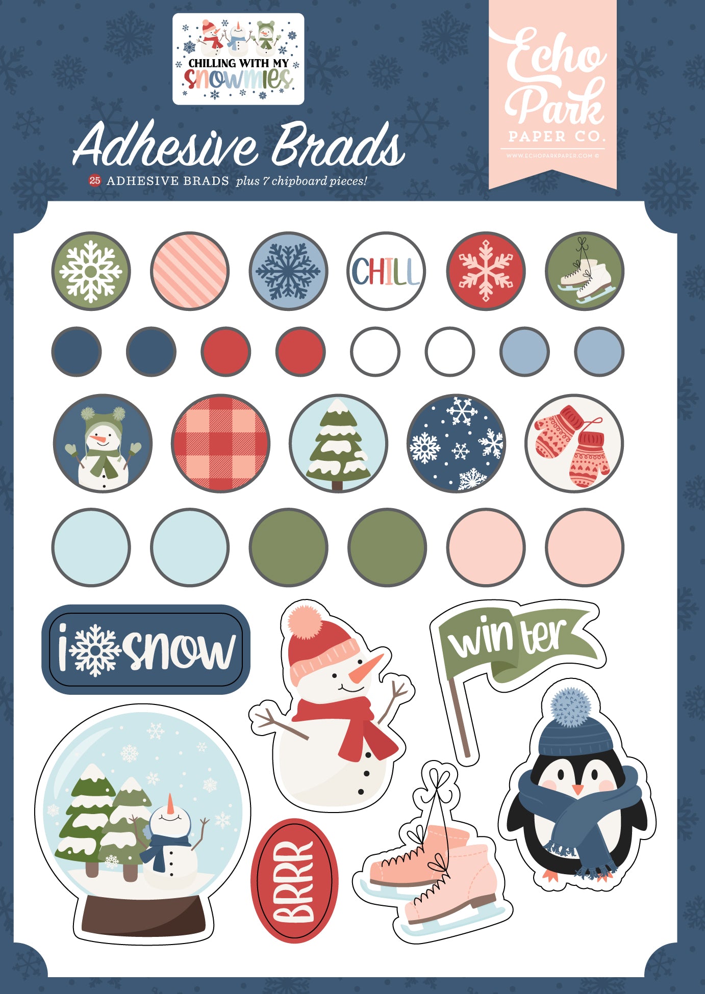 Echo Park Chilling With My Snowmies Brads Stickers