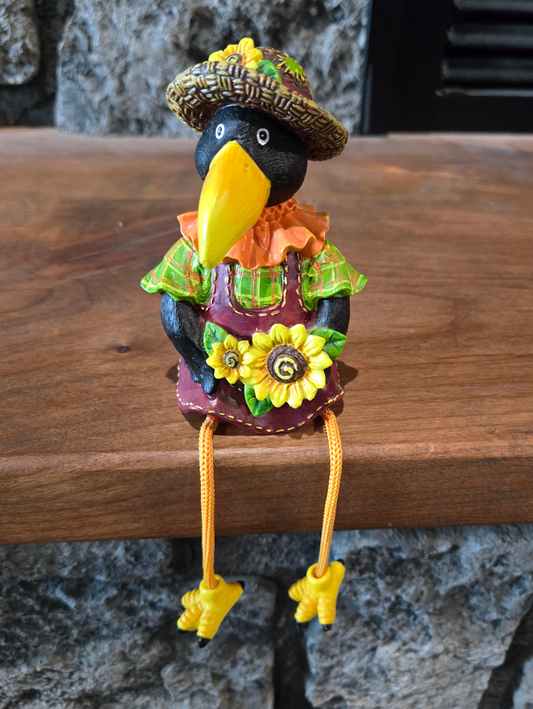 Scarecrow Crow Figurine with Dangle Legs