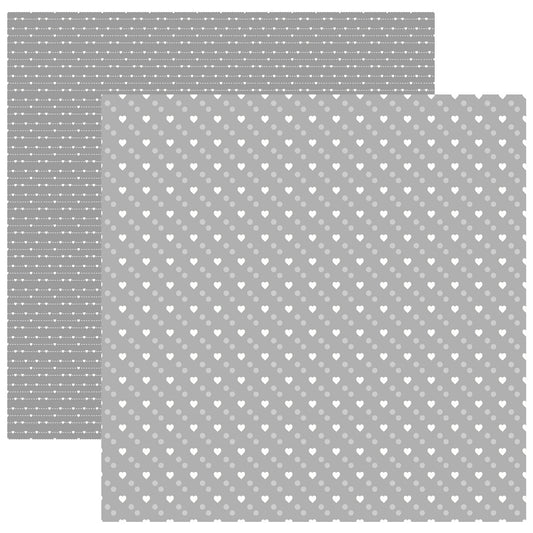 Silver Gray Hearts Patterned Scrapbook Paper