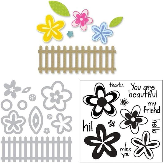 Sizzix Flowers and Fence Stamps and Dies Set