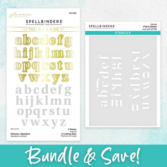 Spellbinders Glimmer Alphabet Hot Foil Plate, Dies and Stencil Bundle Set