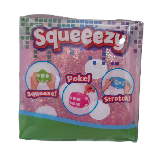 Squeezy Jumbo Dice Squishy Toy Pink Glitter
