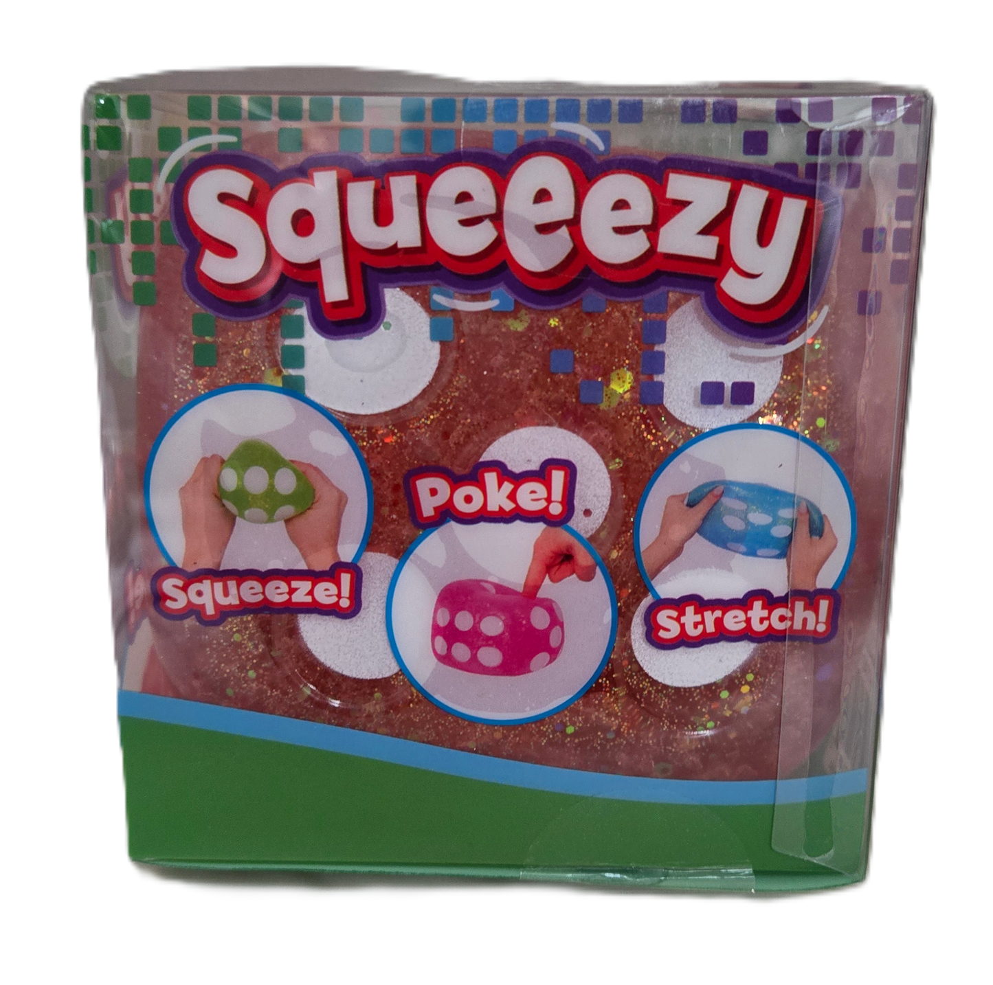 Squeezy Red Glitter Dice Squishy Toy