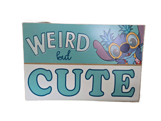 Stitch - Weird But Cute Wood Hanging Sign