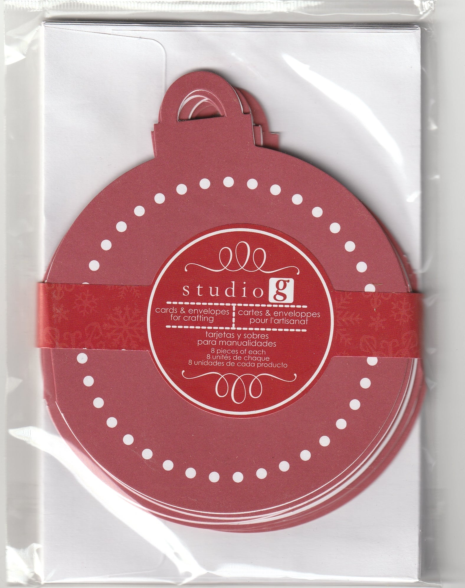 Red Christmas Ornament Blank Cards and Envelopes Set - 8ct