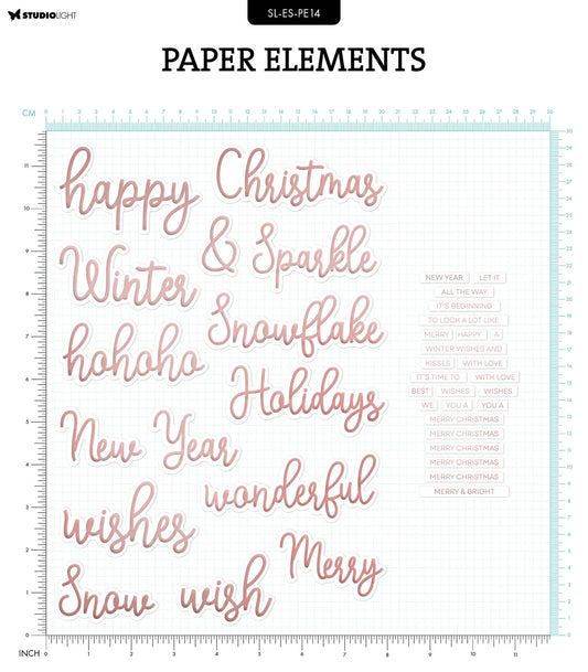 Rose Gold Christmas Sentiments Ephemera Set