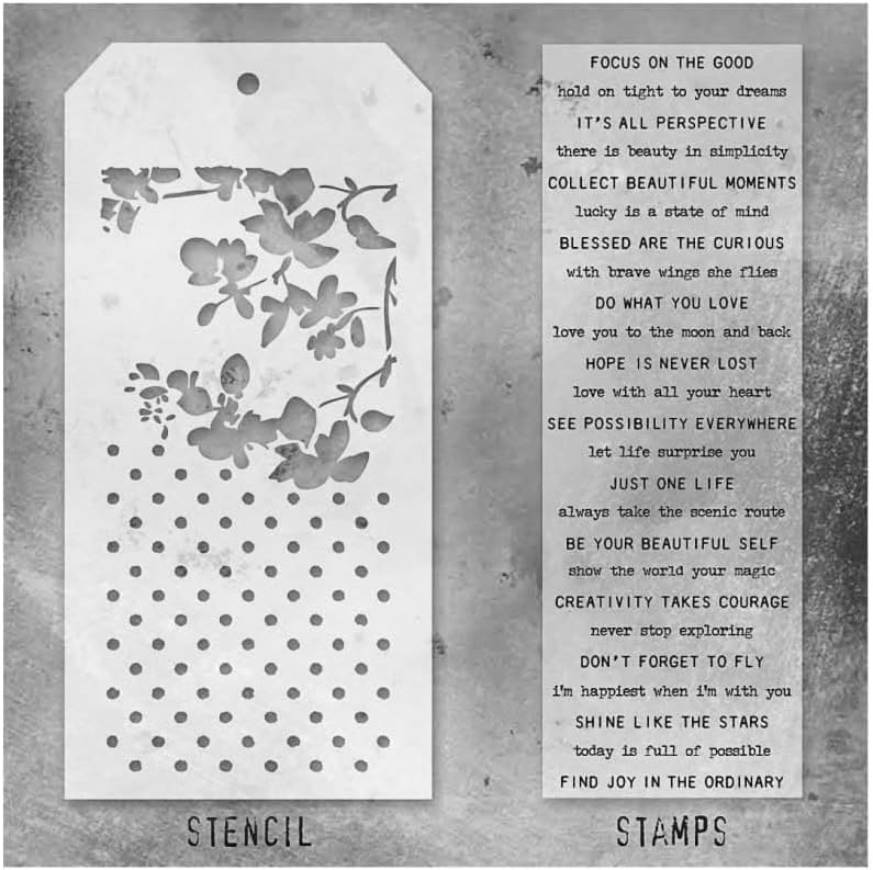 Tim Holtz Stampers Anonymous Polka Dot Blossom Sayings Stamp and Stencil Set