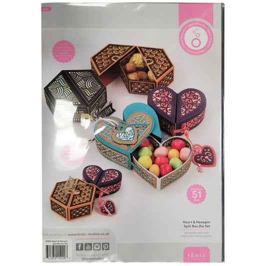 Tonic Studios Heart Hexagon Split Box Die Set