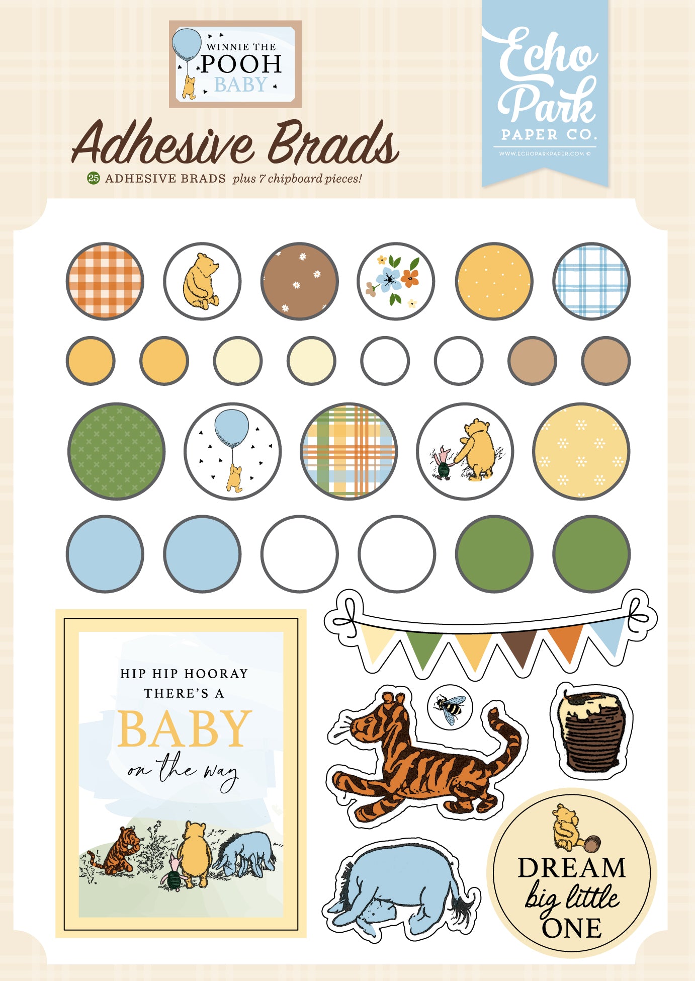 Winnie the Pooh Baby Brads Embellishments