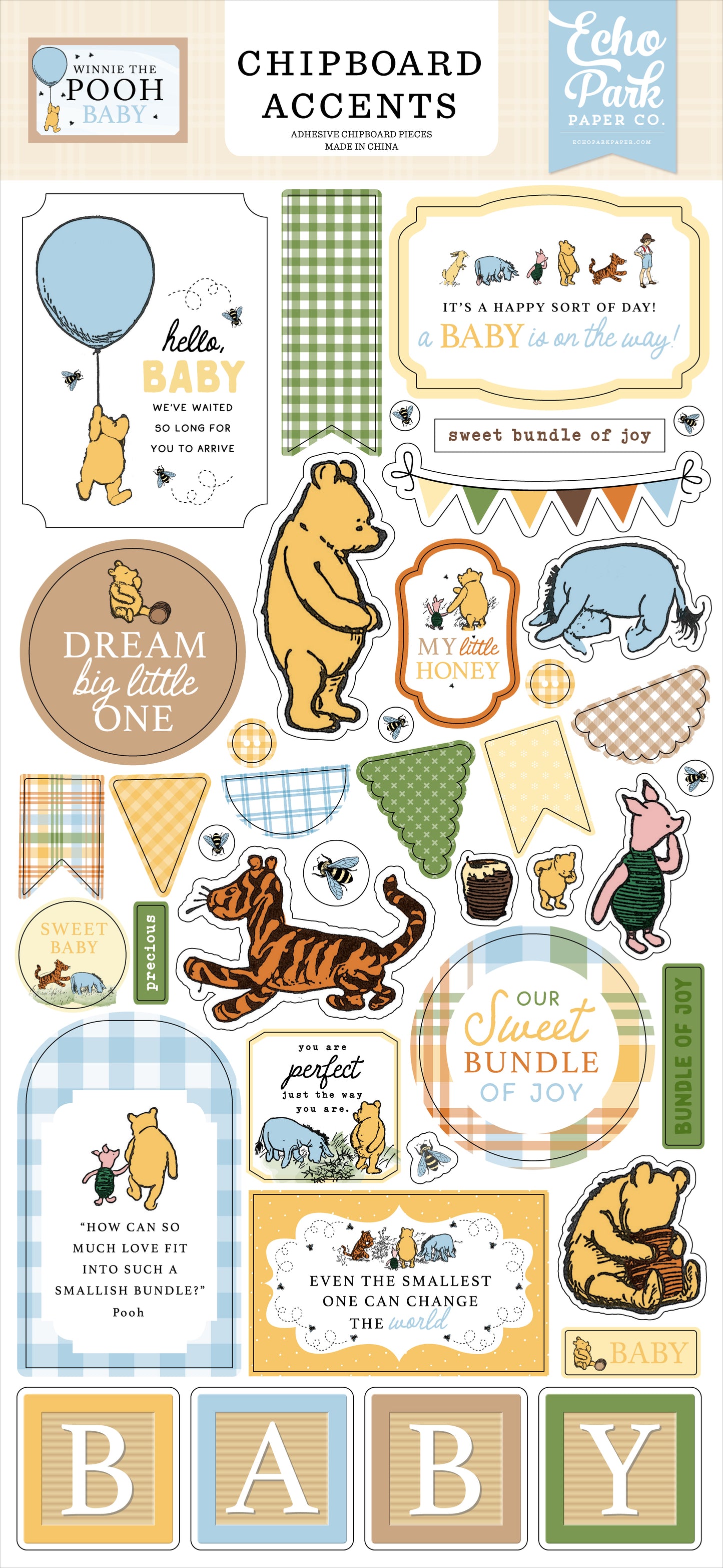 Winnie the Pooh Baby Chipboard Accents Stickers