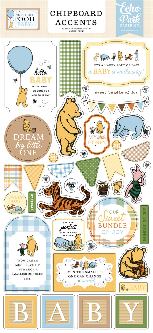 Winnie the Pooh Baby Chipboard Accents Stickers