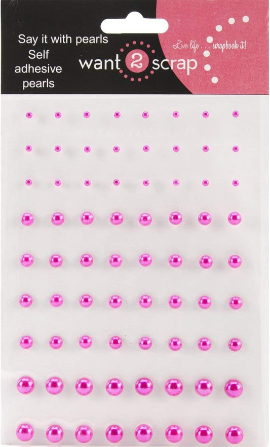 Want2Scrap Hot Pink Pearl Stickers